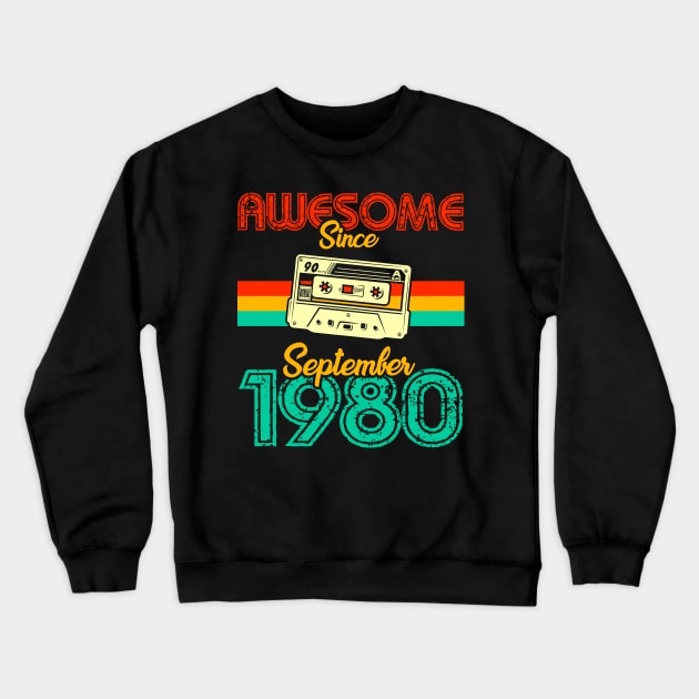 Awesome since September 1980 Crewneck Sweatshirt by MarCreative